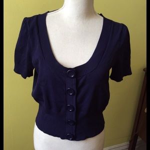 INC Cute Violet Blue SS Short Cardigan Size M